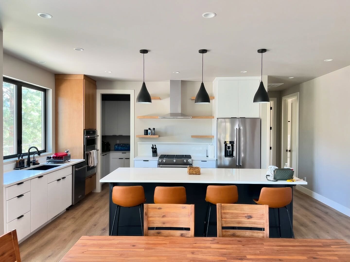 Finished kitchen with painted cabinets