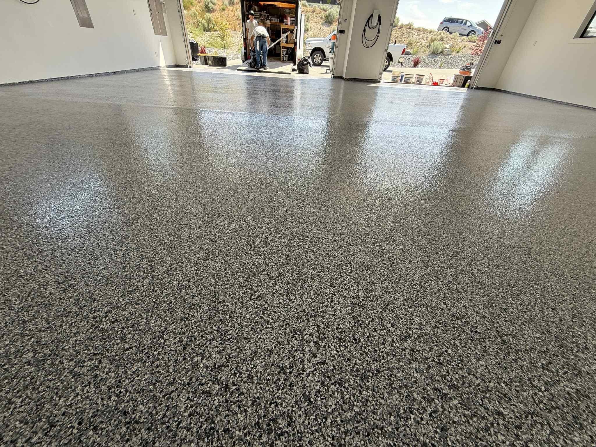 Close-up of decorative flake epoxy texture
