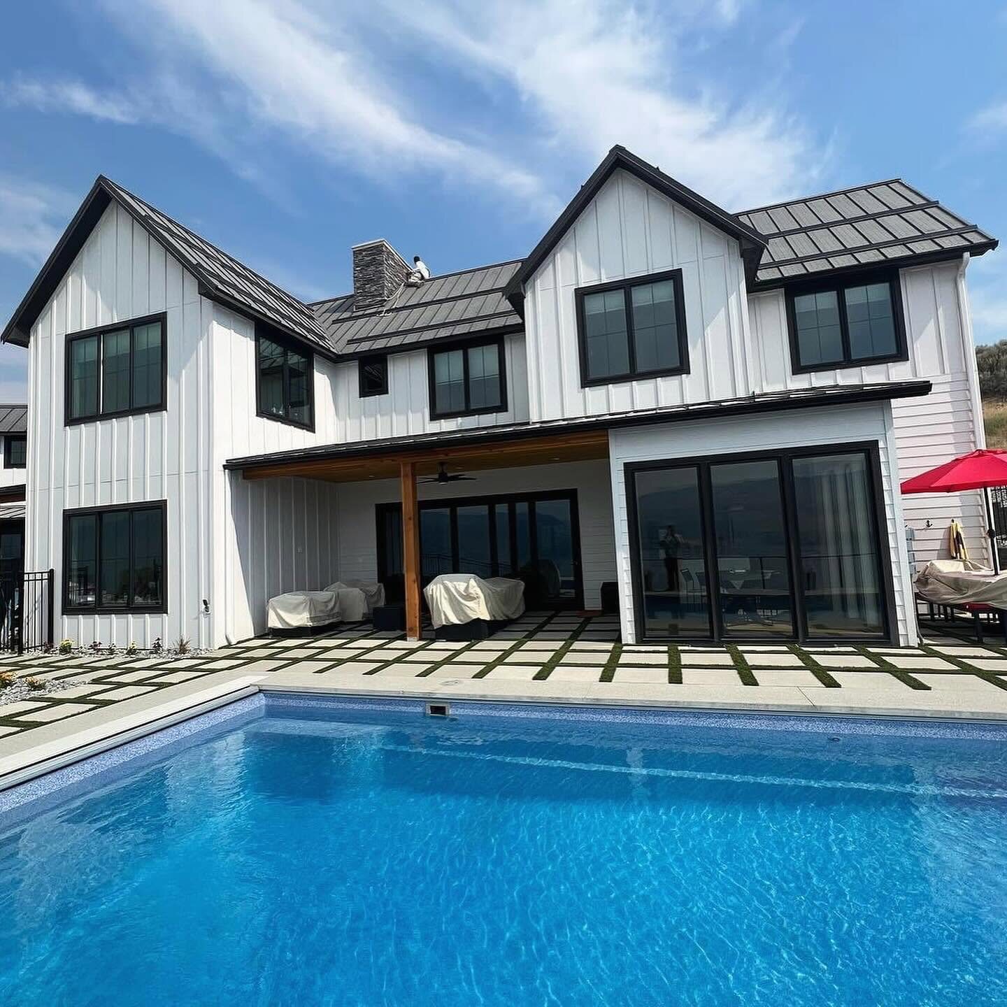 White pool house exterior