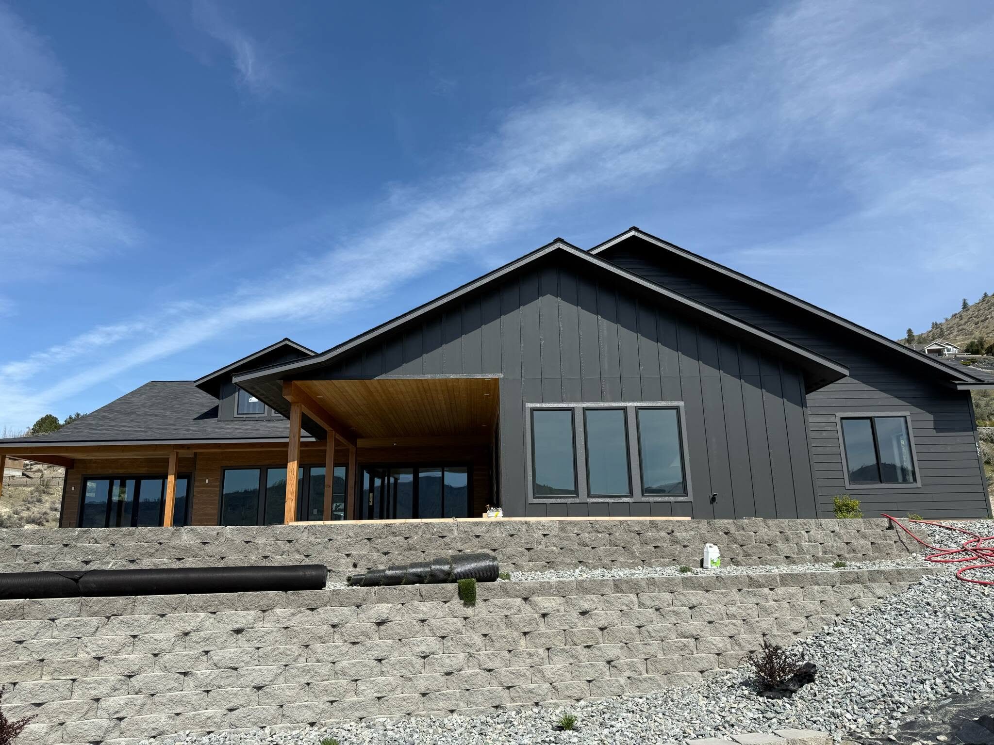 Dark painted modern home exterior