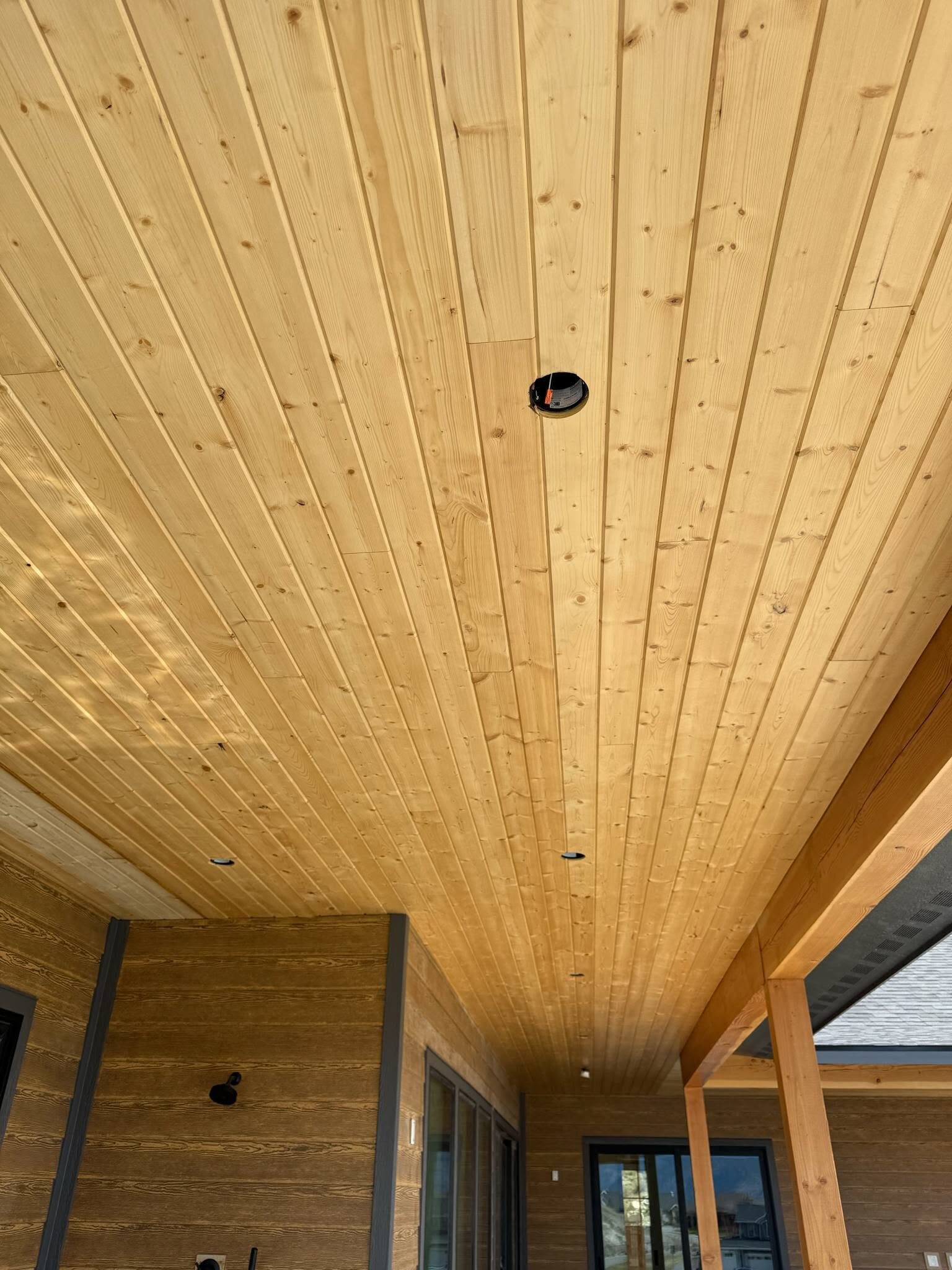 Stained wood ceiling