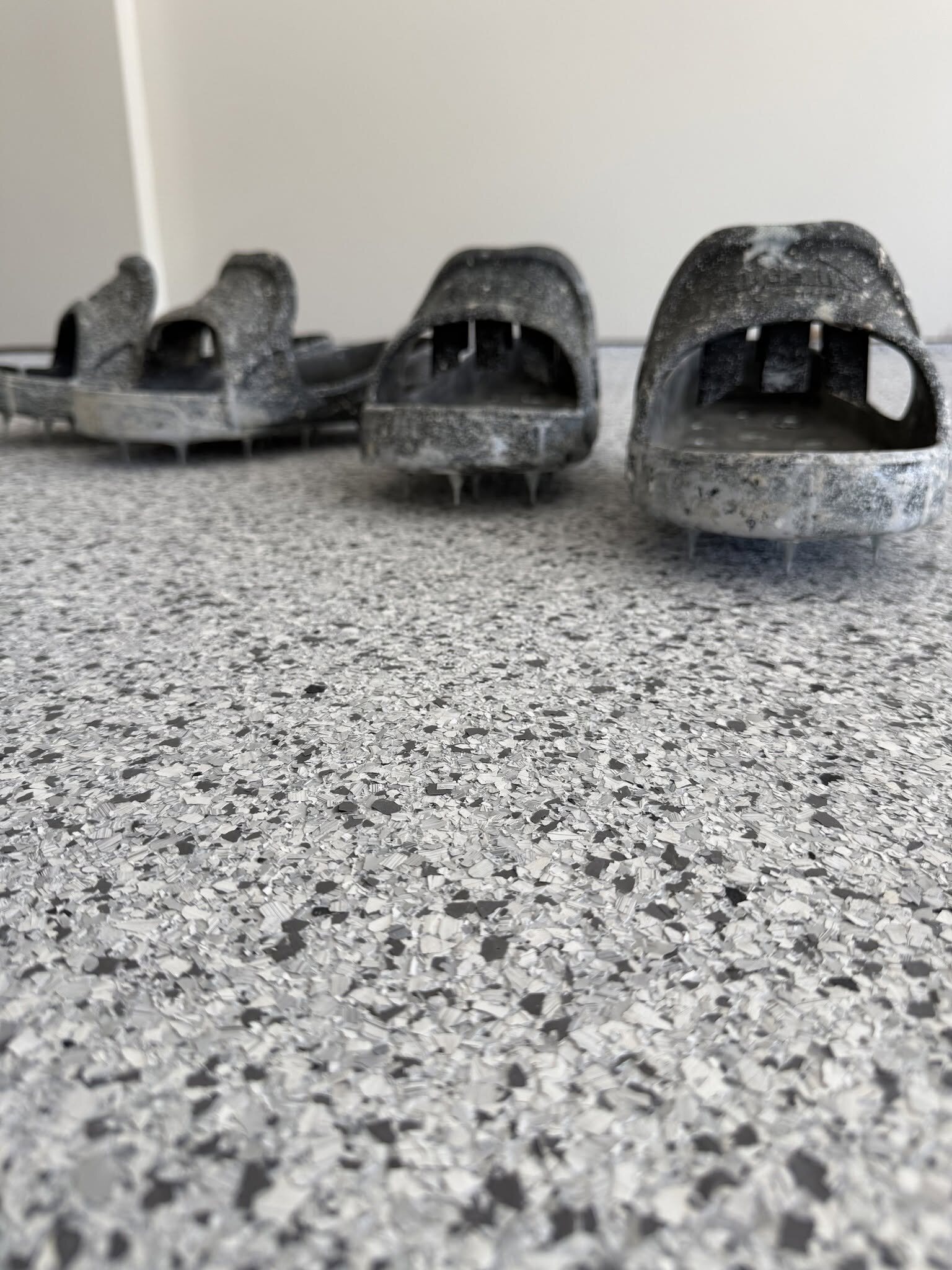 Flake epoxy floor in a two-car garage